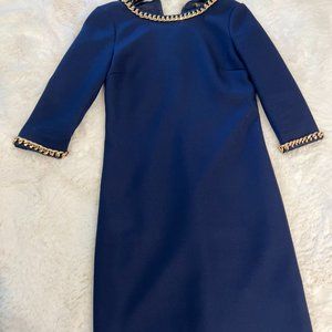 Elegant Navy blue mini Dress with gold chain- detailed  Ted Baker London